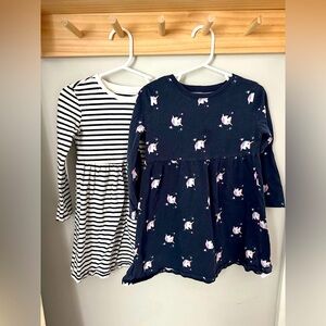 Old Navy Lot of 2 100% Cotton Long Sleeve Skater Dresses